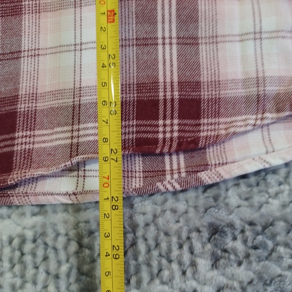 Tilley Womens XXL Burgundy, Pink And White Plaid Shirt Workwear Grunge Y2K - Picture 8 of 15